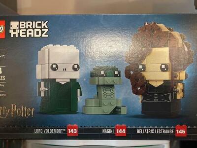 Sealed Retired Lego Brickheadz Voldemort, Nagini, & Bellatrix