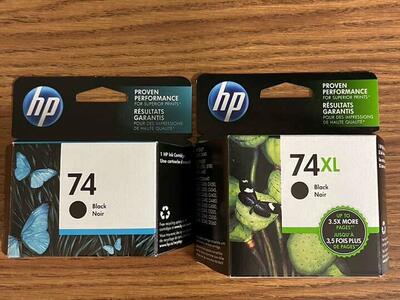 HP printer Ink 74 and 74XL - five total