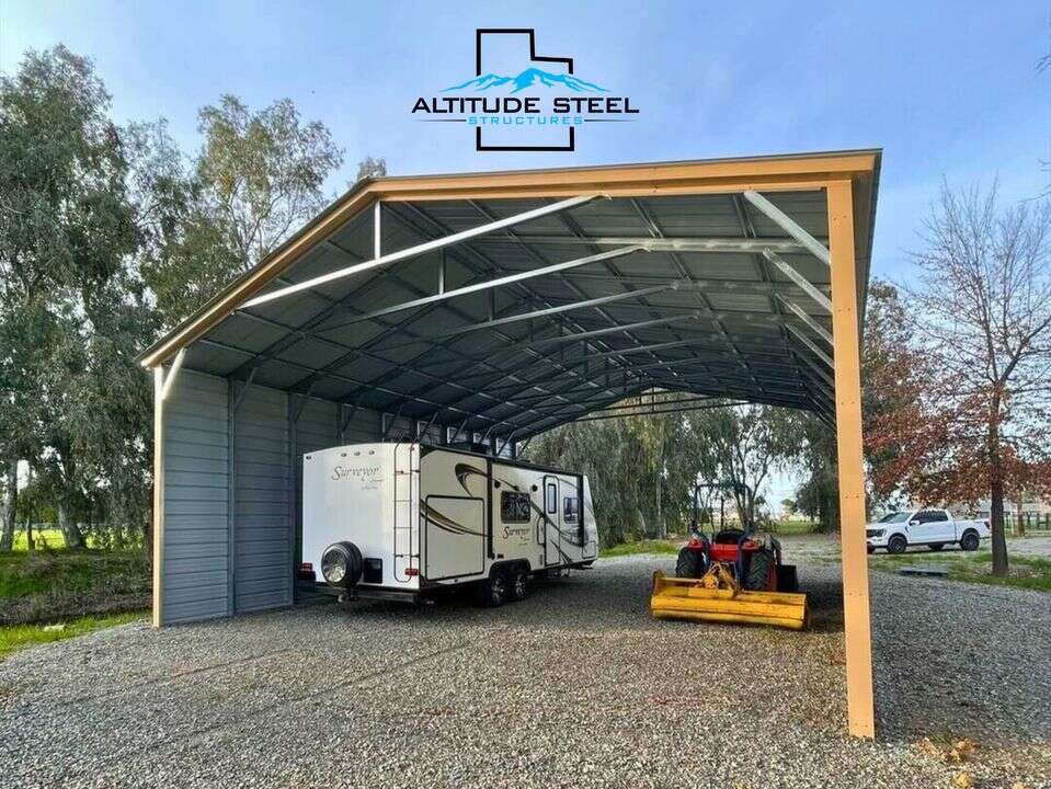 We build steel carports camper tractor trailer boat storage