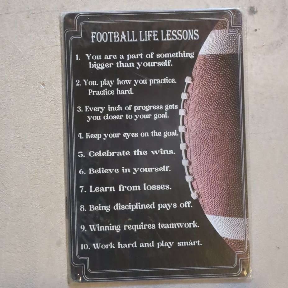 Football life lesson wall hanging plate