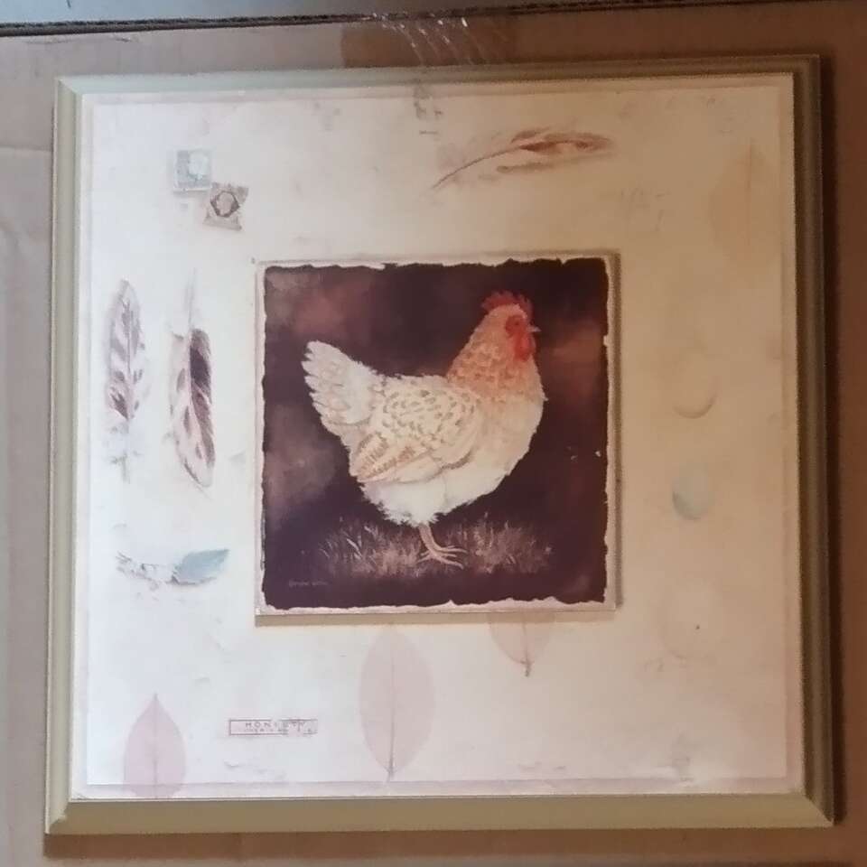 Wooden Hen and Rooster wall hanging