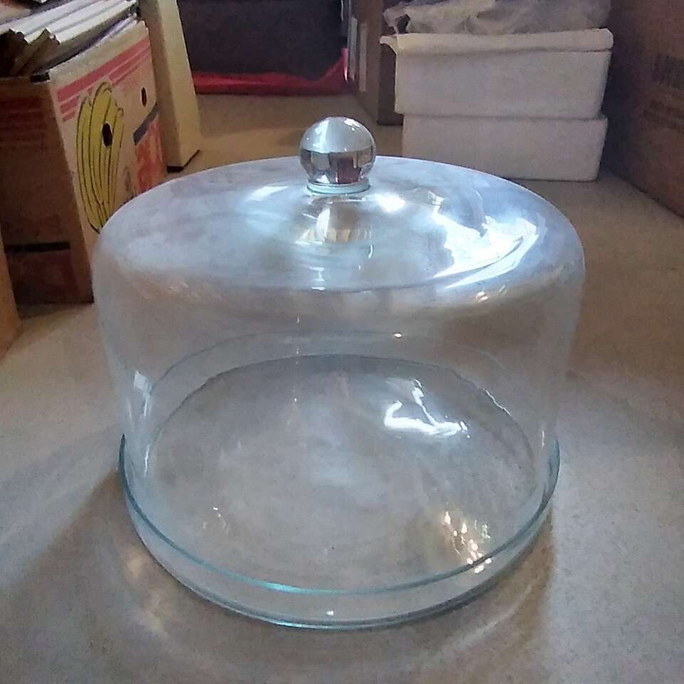 Covered glass dessert tray