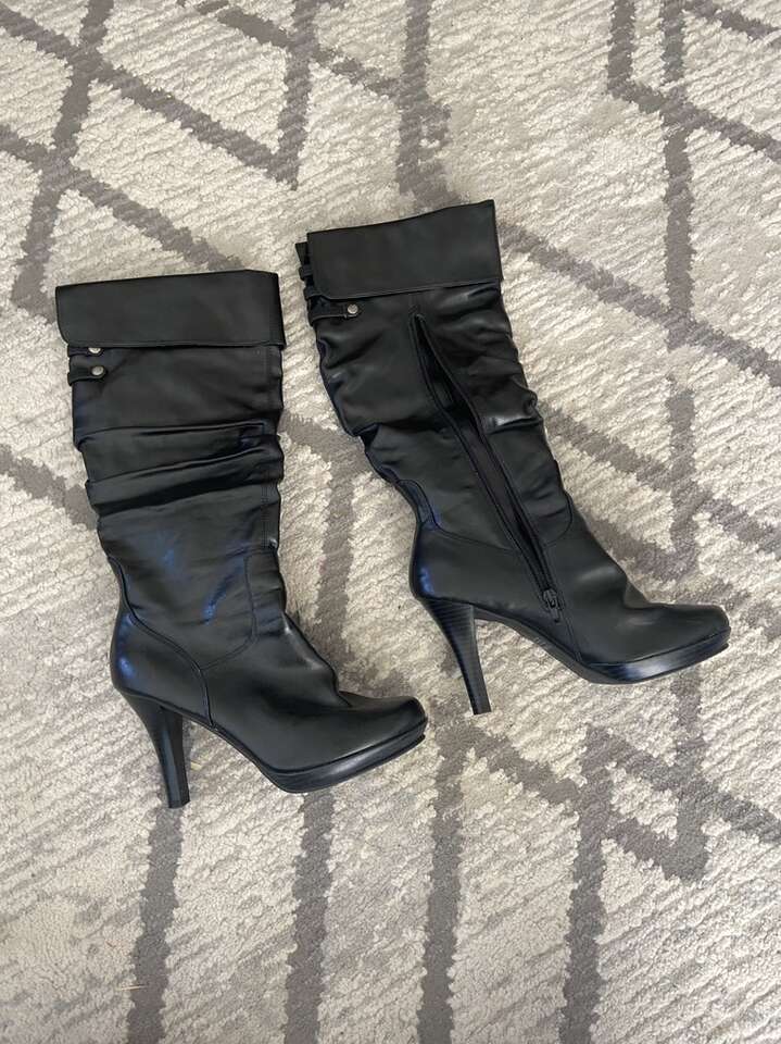 Black High Heel Boots Size 7.5 halloween Pirate