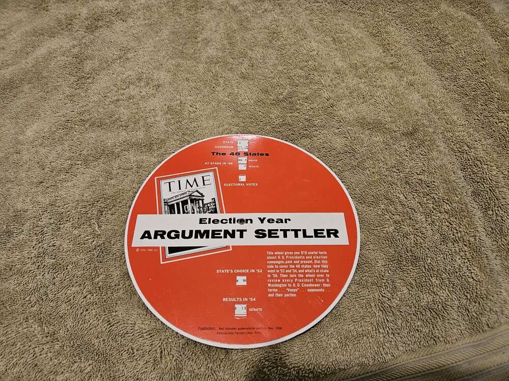 Vintage 1956 Election Year Argument Settler