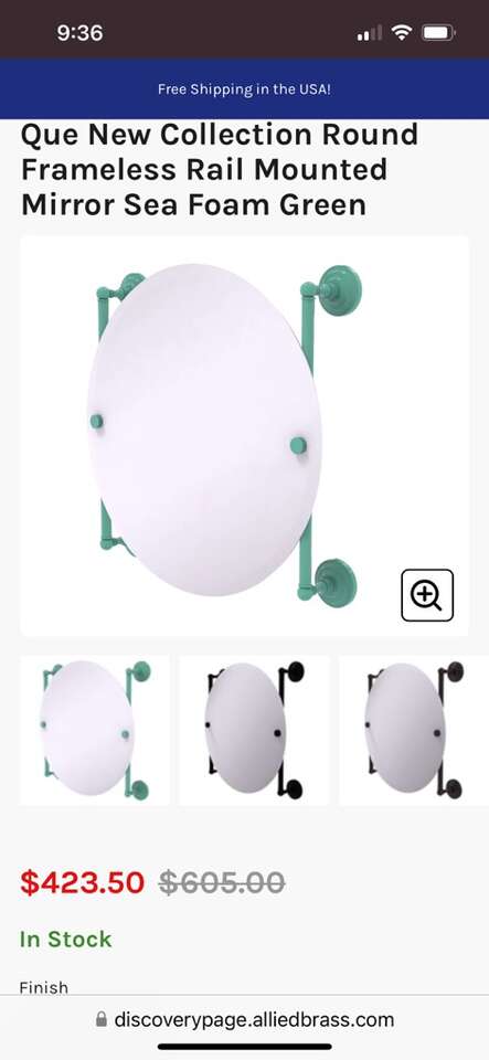 NEW 22” sea foam green mirror