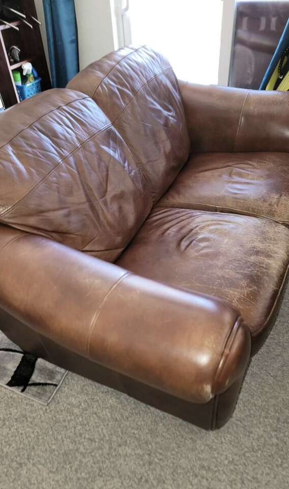 Brown Leather Loveseat Couch FREE D… Furniture