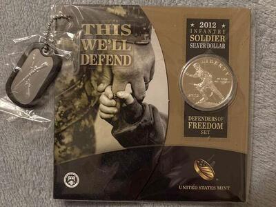 2012 Infantry Soldier Silver Dollar W/Dogtags