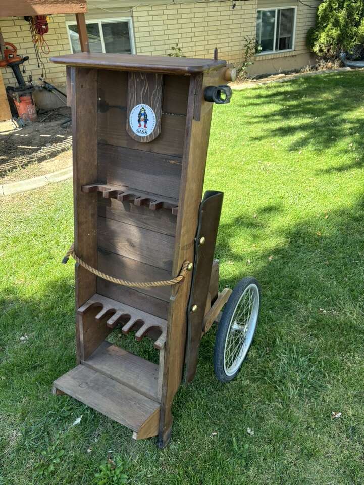 Solid Wood & leather Gun Cart Handmade