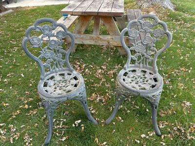 PAIR Cast Aluminum vintage Outdoor Garden chairs
