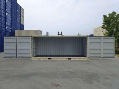 20' New, Single Trip, Open Side Door Shipping Container, Storage Box, Standard Height