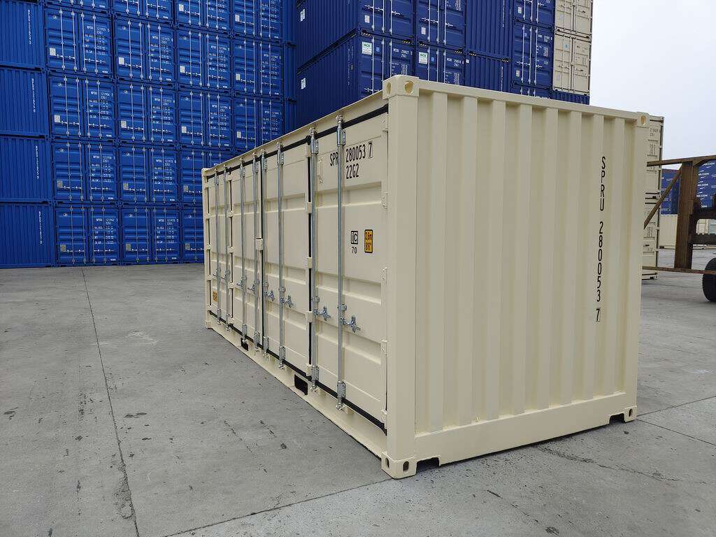 20' New, Single Trip, Standard Height, Open Side Door Shipping Container, Storage Box