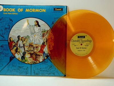 Vintage Mid Century clear, GOLDEN PLATE edition, Book of Mormon vinyl LP records! LDS Later Day Saints gold