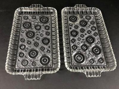 8 piece Vintage Mid Century Modern Glass plates cup dining serving plate set MCM by Anchor Hocking glass snack trays