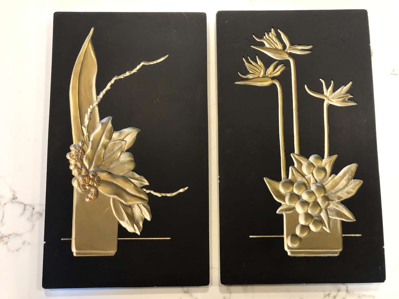 Beautiful pair of 1950's Richter German Chalkware Plaster wall hangings Vintage Mid Century Modern Hollywood Regency MCM 50's