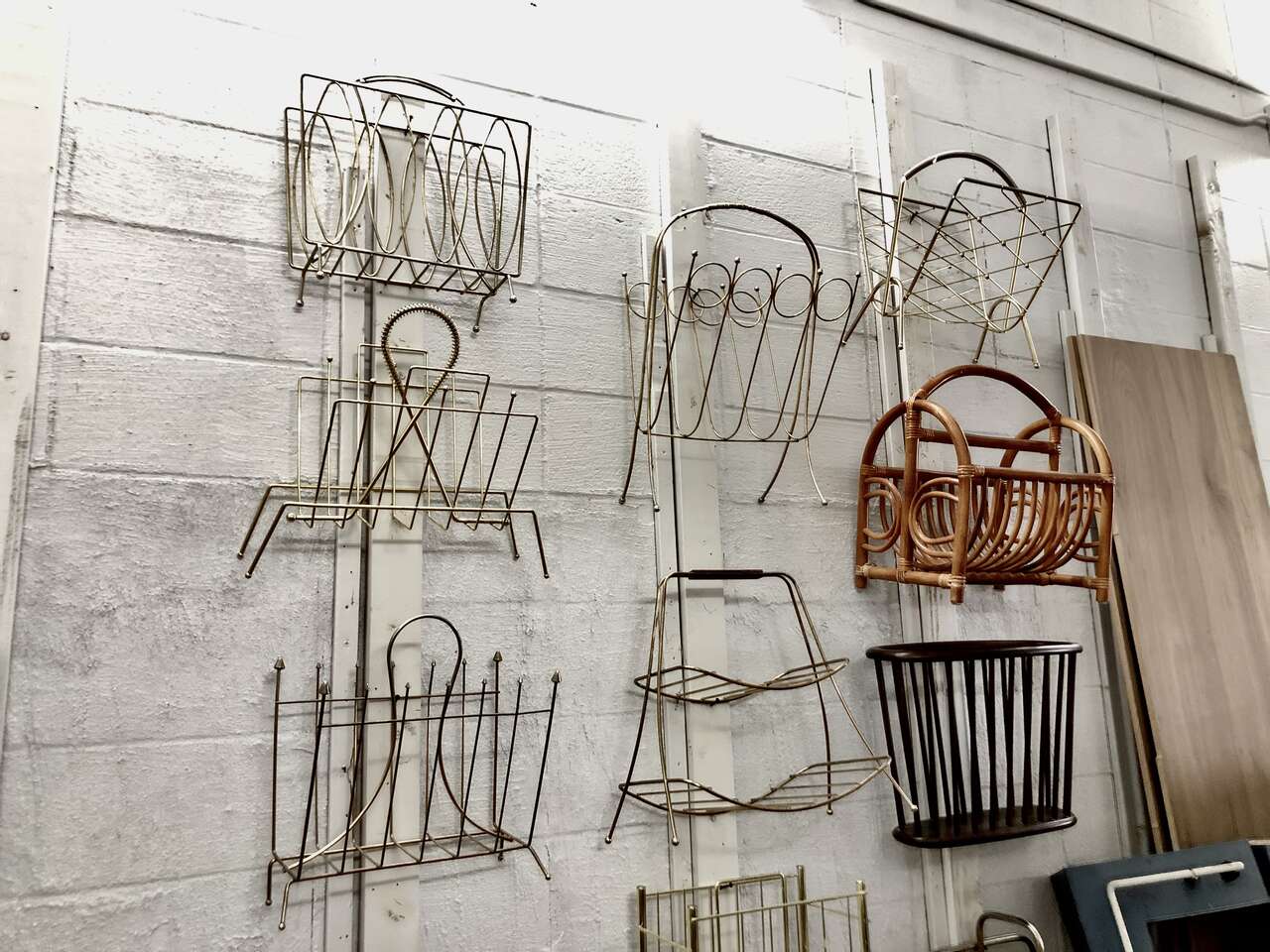 Vintage mid century modern wire vinyl record, magazine, book, storage racks  multiple options! Mcm