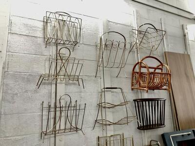 Vintage mid century modern wire vinyl record, magazine, book, storage racks multiple options! Mcm