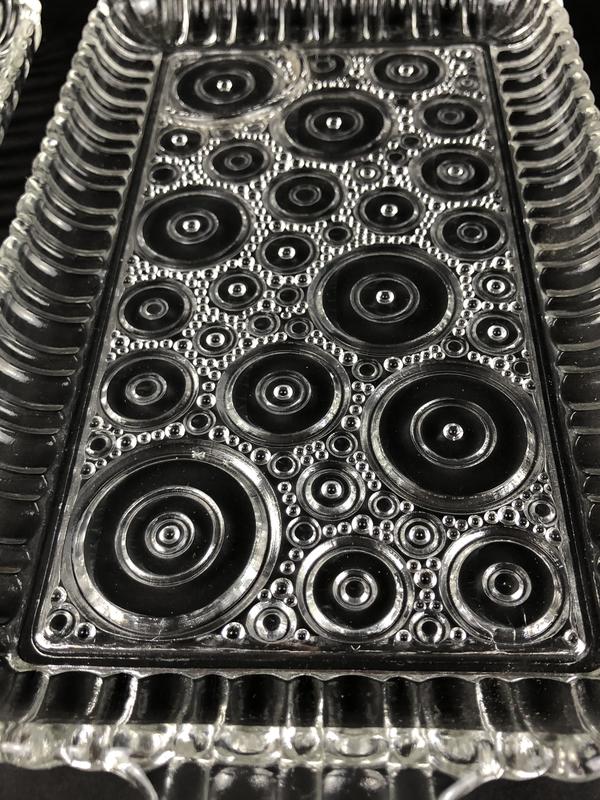 8 piece Vintage Mid Century Modern Glass plates cup dining serving plate set MCM  by Anchor Hocking glass snack trays