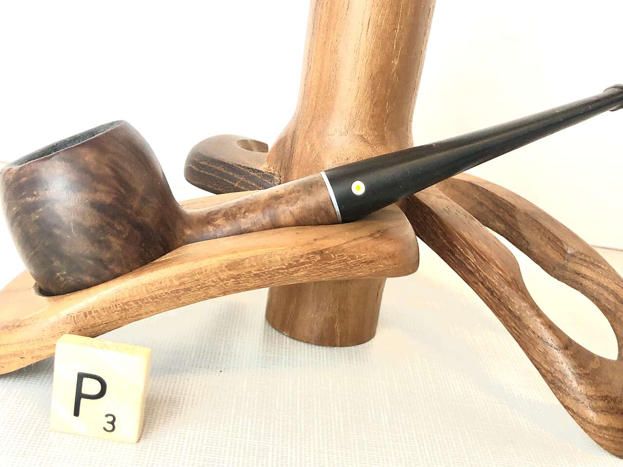 Antique tobacco smoking estate pipes. Ceramic and wooden. Vintage Pipe