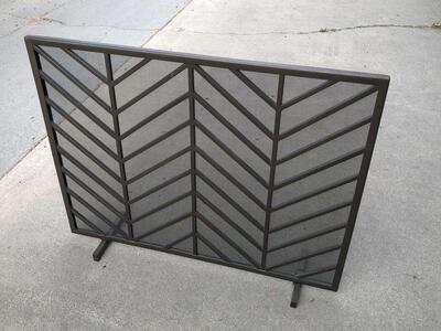 Beautiful Crate & Barrel handmade, metal fireplace screen. Was$300+ new. mid century styled