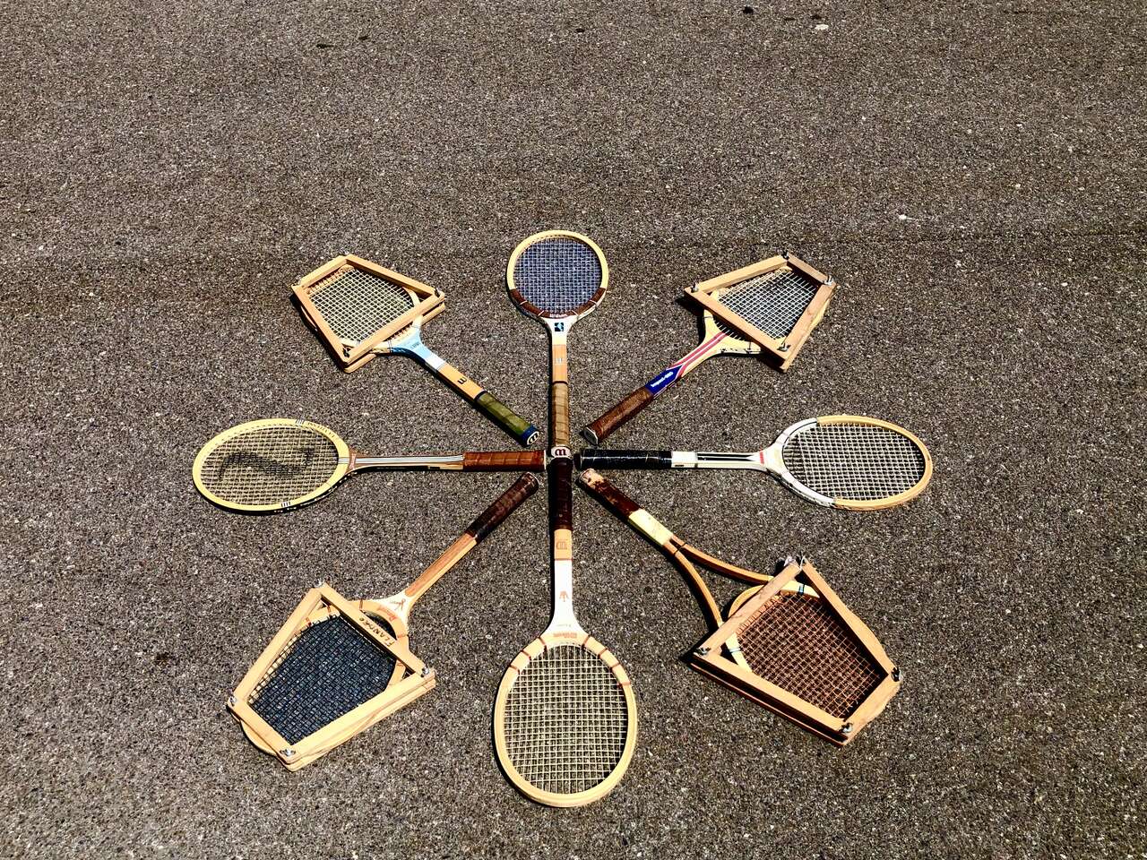 Vintage mid century antique wooden tennis rackets. Antique sports racket great cabin decor wall art wood