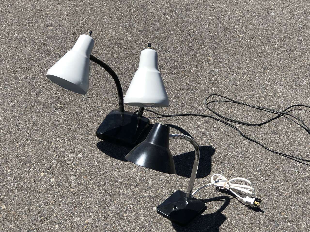 Working, Vintage, Mid Century Modern double goose neck lamp + more. Desk, table, or hang on wall MCM