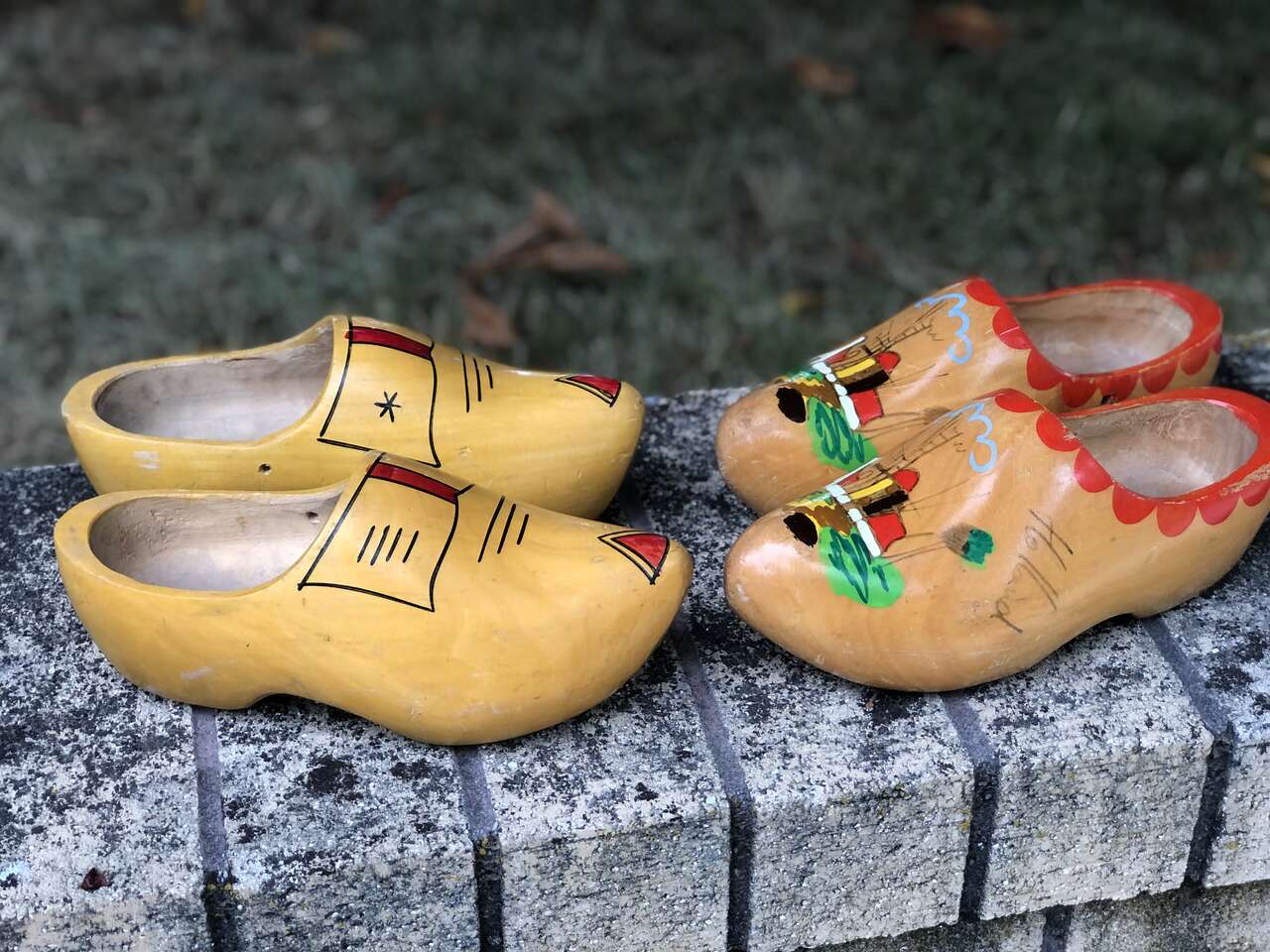 Vintage hand painted, hand carved wooden  Dutch clogs. Made in Holland wooden shoes