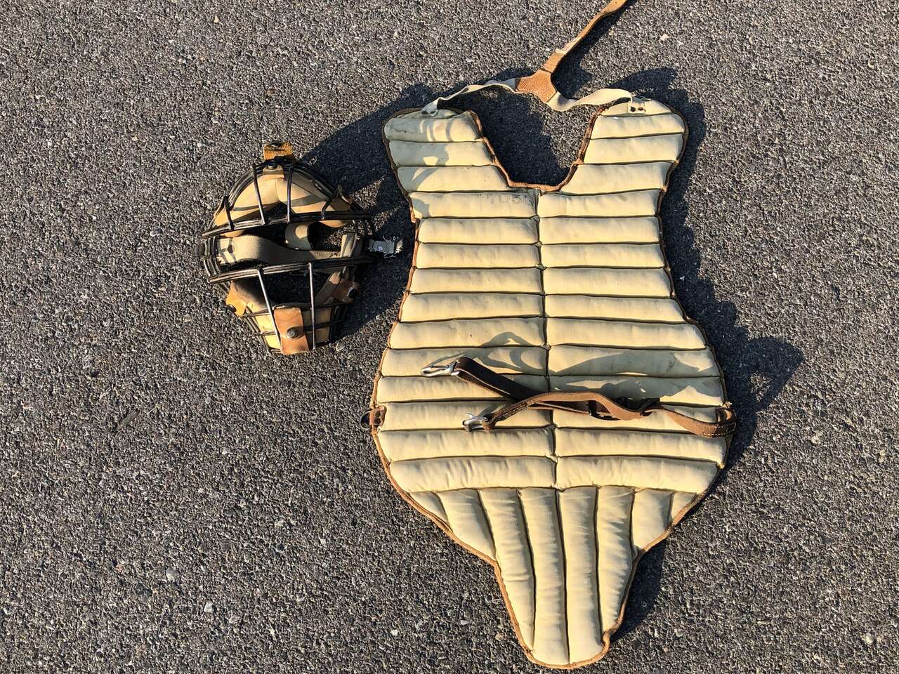 Antique catchers chest protector made in USA by Wilson.  Vintage 1920s-1930s baseball, softball