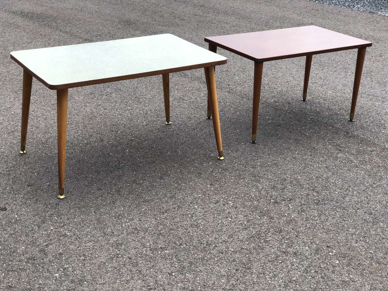 Vintage mid century modern coffee tables / side tables  MCM w wooden legs