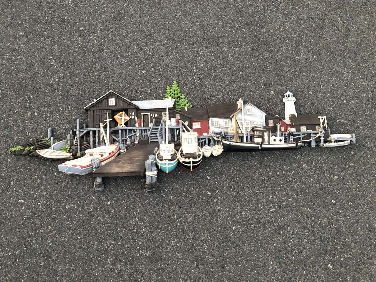 Large, groovy Vintage Mid Century Burwood lighthouse, boat dock, warf, wall hanging nautical ocean lake