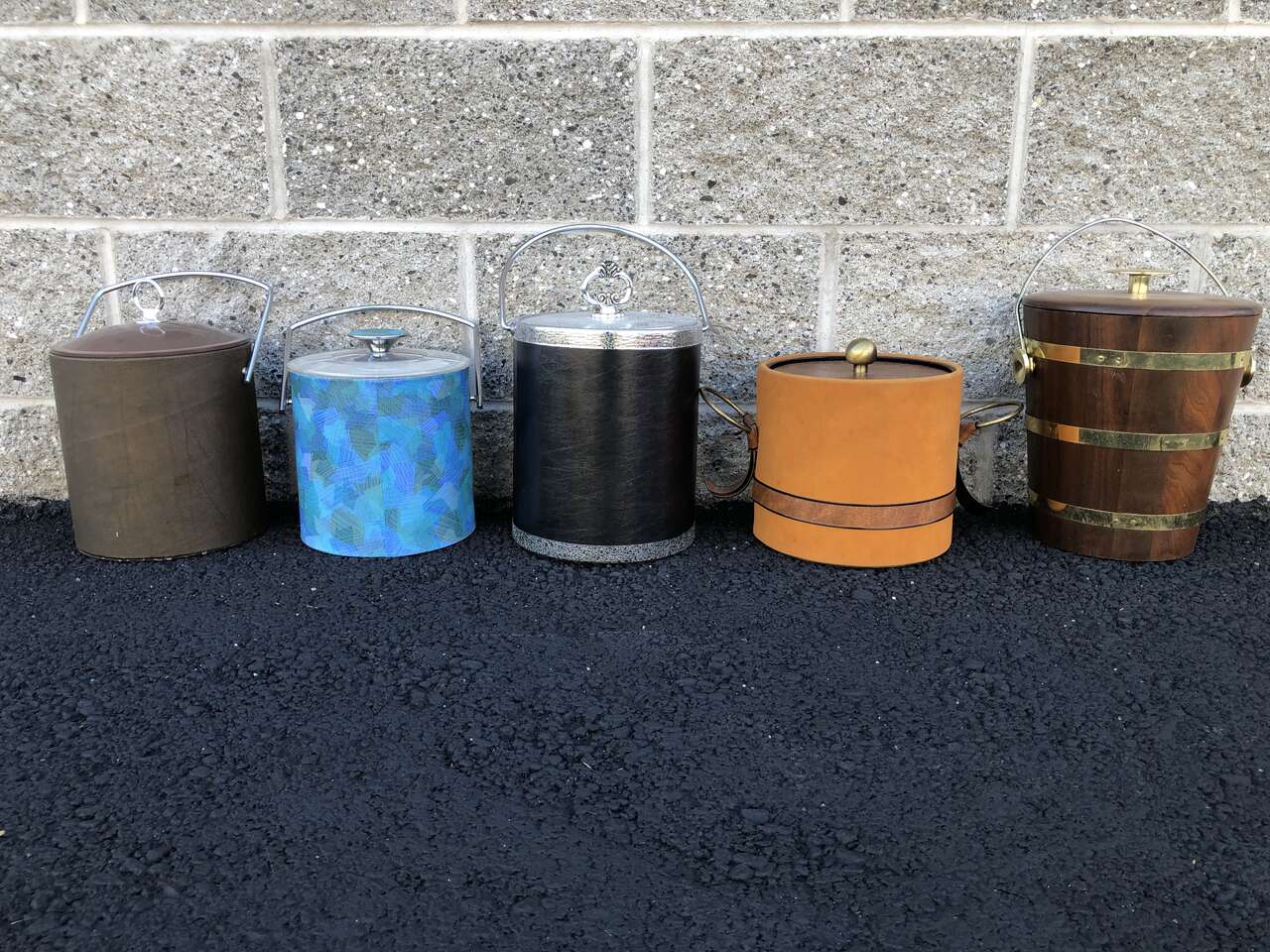 Vintage Mid Century Modern Ice Buckets MCM barware, bar ware wetbar