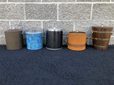 Vintage Mid Century Modern Ice Buckets MCM barware, bar ware wetbar