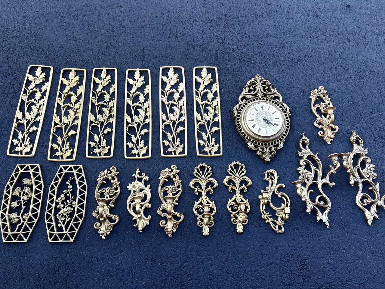 Beautiful vintage Syroco sale!! , Burwood style mid century modern wall hangings MCM Candles clock candelabra