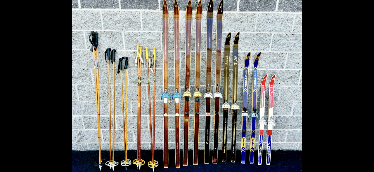 Vintage Norwegian wooden cross country nordic skis. Awesome decorations 4 cabin or home antique decor, wood bamboo ski poles