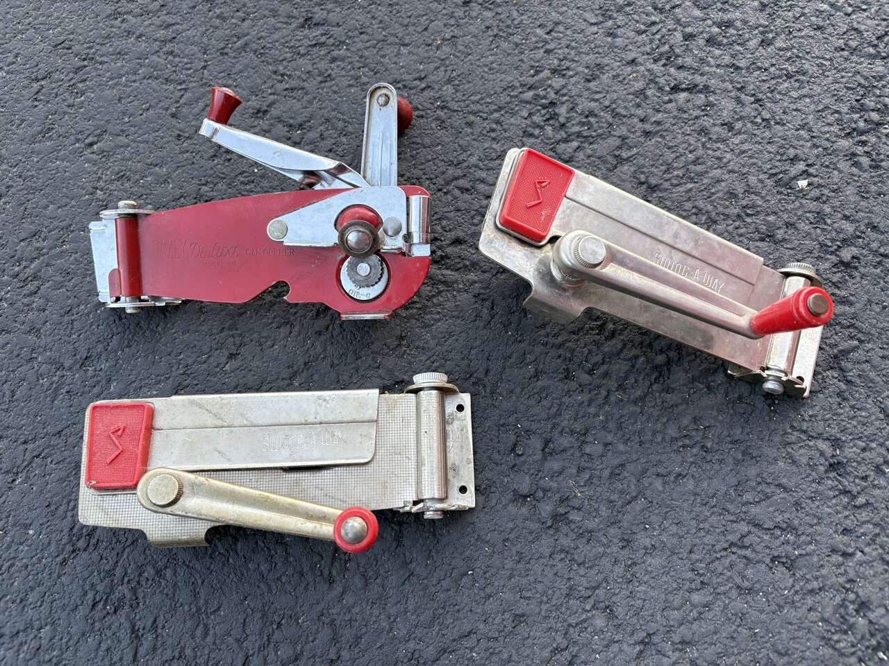 Antique Swing A Way wall mount can openers . One is a Dazey. mid century vintage 1950s 1960s MCM
