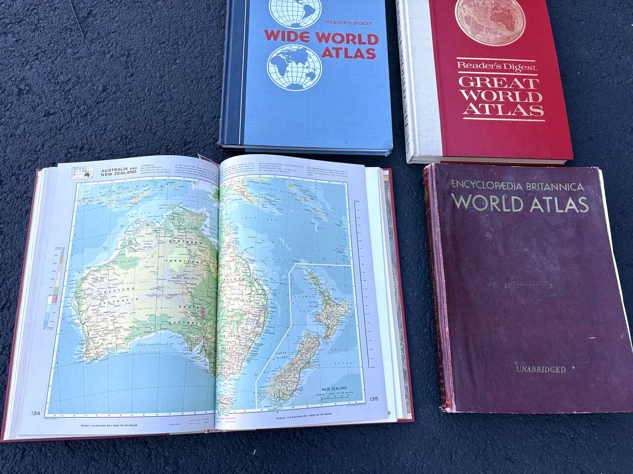Huge, vintage / antique world atlas books. Awesome room decoration.