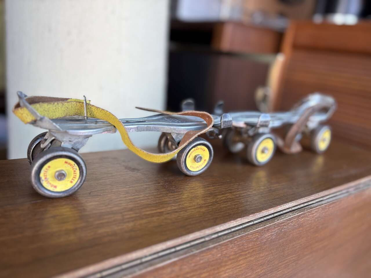 Vintage 1950s Roller Skates Walt Disney Mickey Mouse Mouseketeer Adjustable Metal Roller skates antique metal wheels Hawthorne.