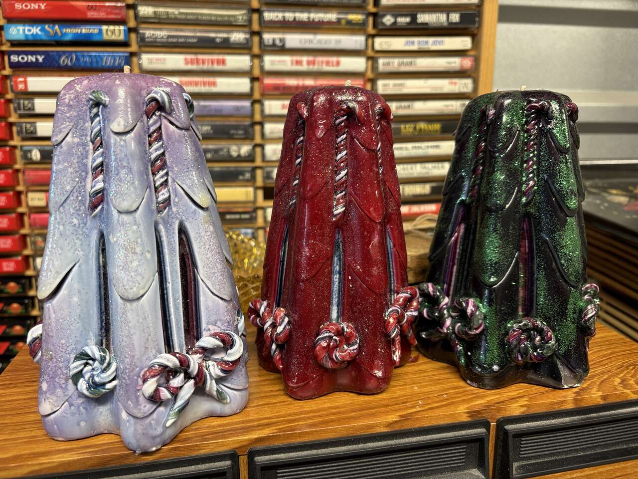 Beautiful Vintage hand made, hand dipped / carved, USA made candles perfect decoration or gift