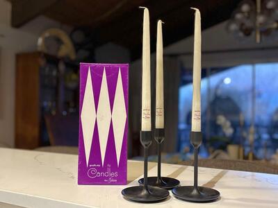NEW, Vintage MCM 12" Parkay Taper candles by Gibson. Tapered Hand made in USA. In cellophane MCM Halo Tapers Mid Century Modern
