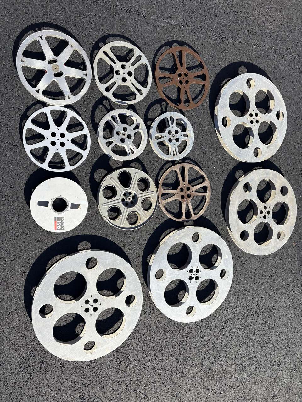 Huge, Vintage authentic metal Hollywood movie theatre Film Reels. Perfect decoration for your movie room!  Antique Cinema decor