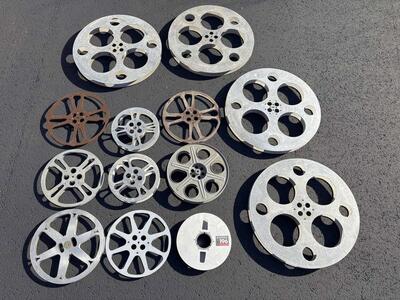 Huge, Vintage authentic metal Hollywood movie theatre Film Reels. Perfect decoration for your movie room! Antique Cinema decor