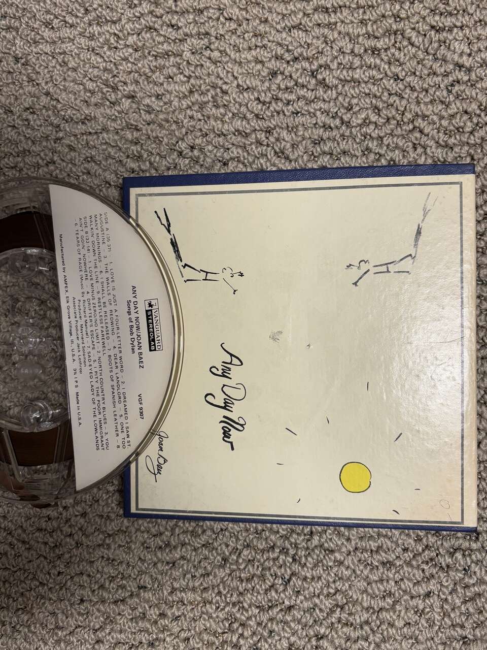 Joan Baez, Any Day Now 7” reel to reel audio tape (songs of Bob Dylan) vintage + more!