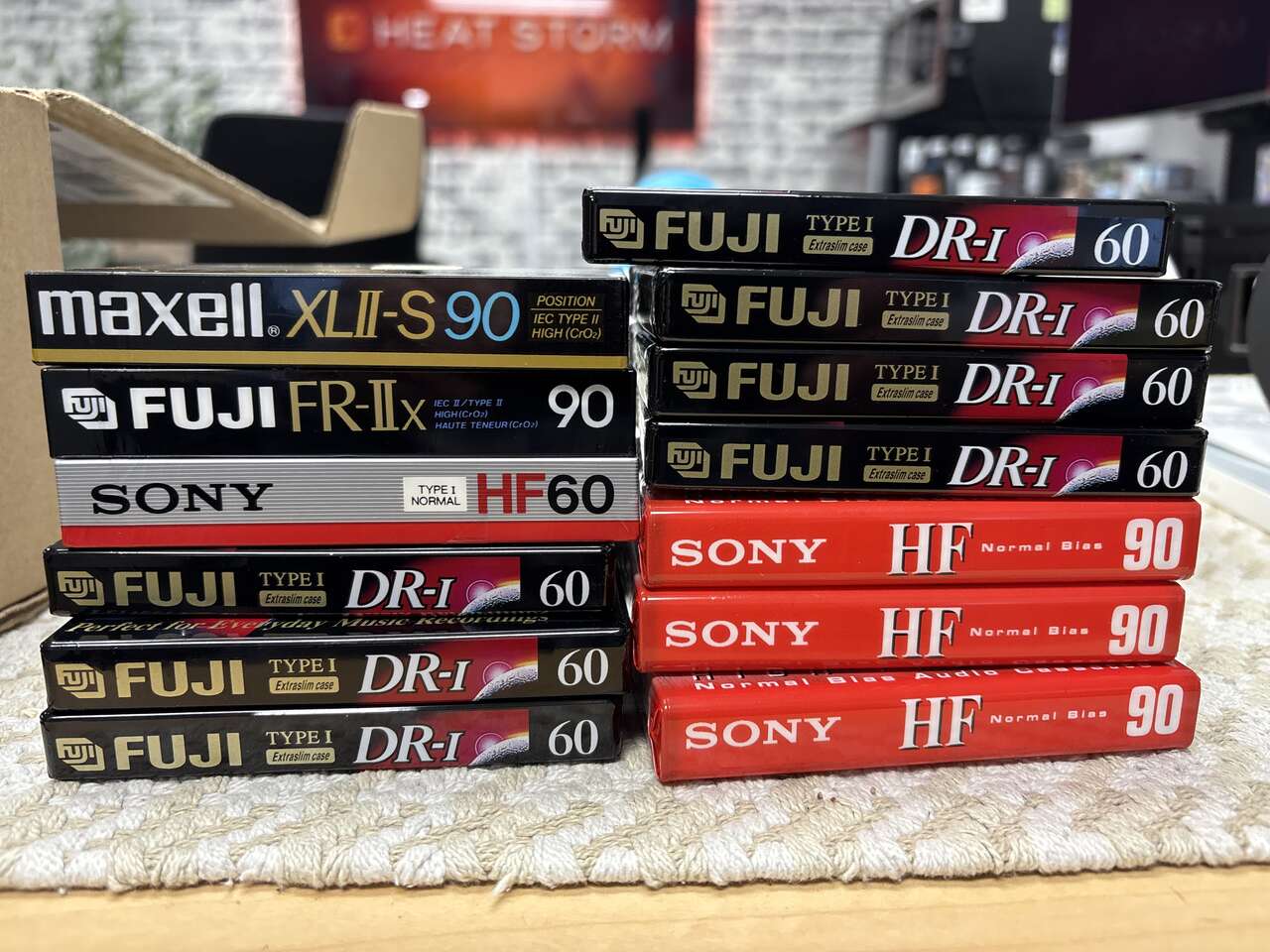 Unopened, new Vintage blank audio cassette tapes, ready to record on. Sony, Fuji, Maxwell, recordable