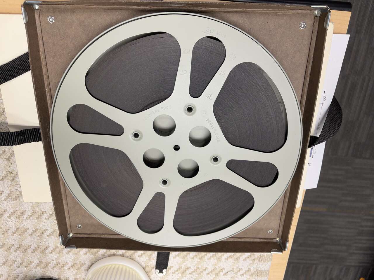 Vintage movie film reels still loaded with film strips  great decoration for theatre room 16mm