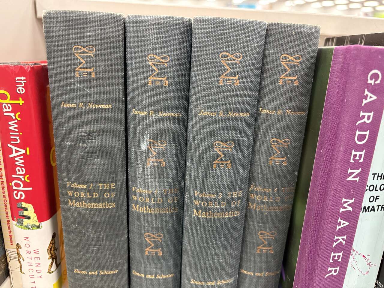 Mathematics hardback books. 1950’s antique Set of 4  “The World of Mathematics by James Mean