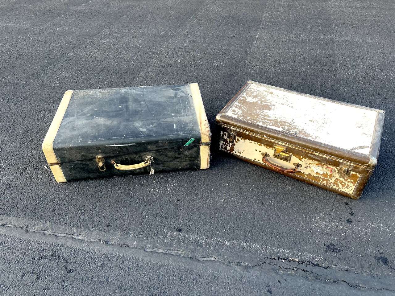 Antique suitcases. Great patina, leather, vintage, leather handles