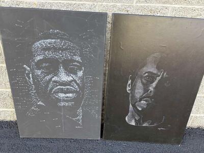 Original artwork, George Floyd tribute painting made completely with May 25, 2020 date stamps By Tonya Petersen