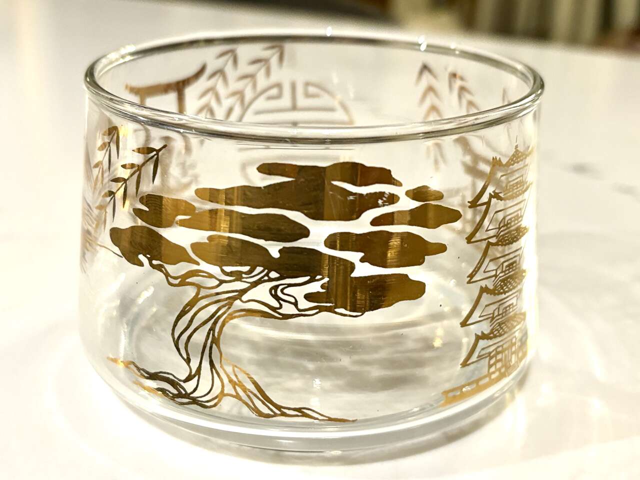 Vintage 1960’s  Stacking 22k gold olates Candy Dish Snack Bowls Gold Oriental Scenes mid century modern mcm