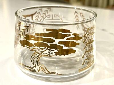 Vintage 1960’s Stacking 22k gold olates Candy Dish Snack Bowls Gold Oriental Scenes mid century modern mcm