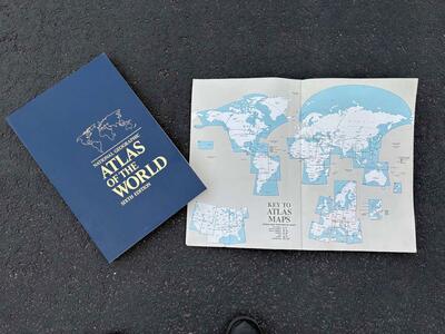 Huge, vintage / antique world atlas books. Awesome room decoration.