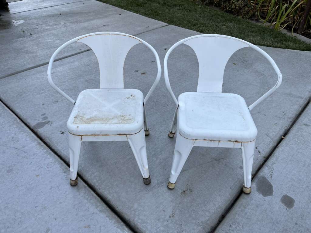 Set Of 2 Metal White Kids Chairs